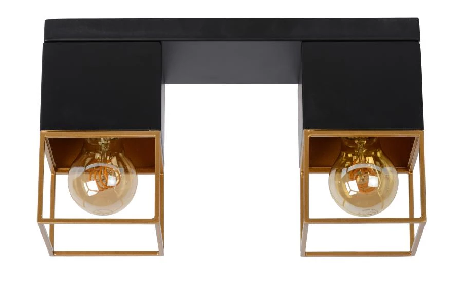Lucide RIXT - Flush ceiling light - 2xE27 - Black - turned off